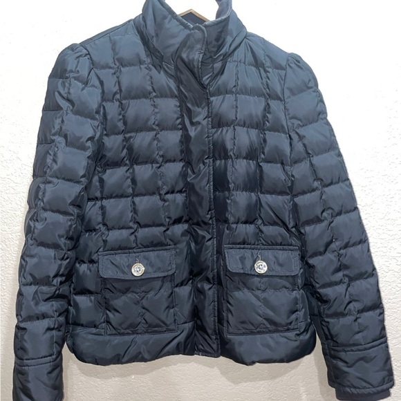 Y2K Juicy Couture Black Puffer Jacket Small Gold Button Coquette Winter Coat - Picture 3 of 7